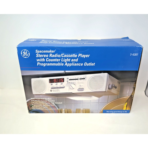 Vtg 1995 General Electric Spacemaker AM/FM Cassette Player Radio Clock 7-4287 - Picture 1 of 4
